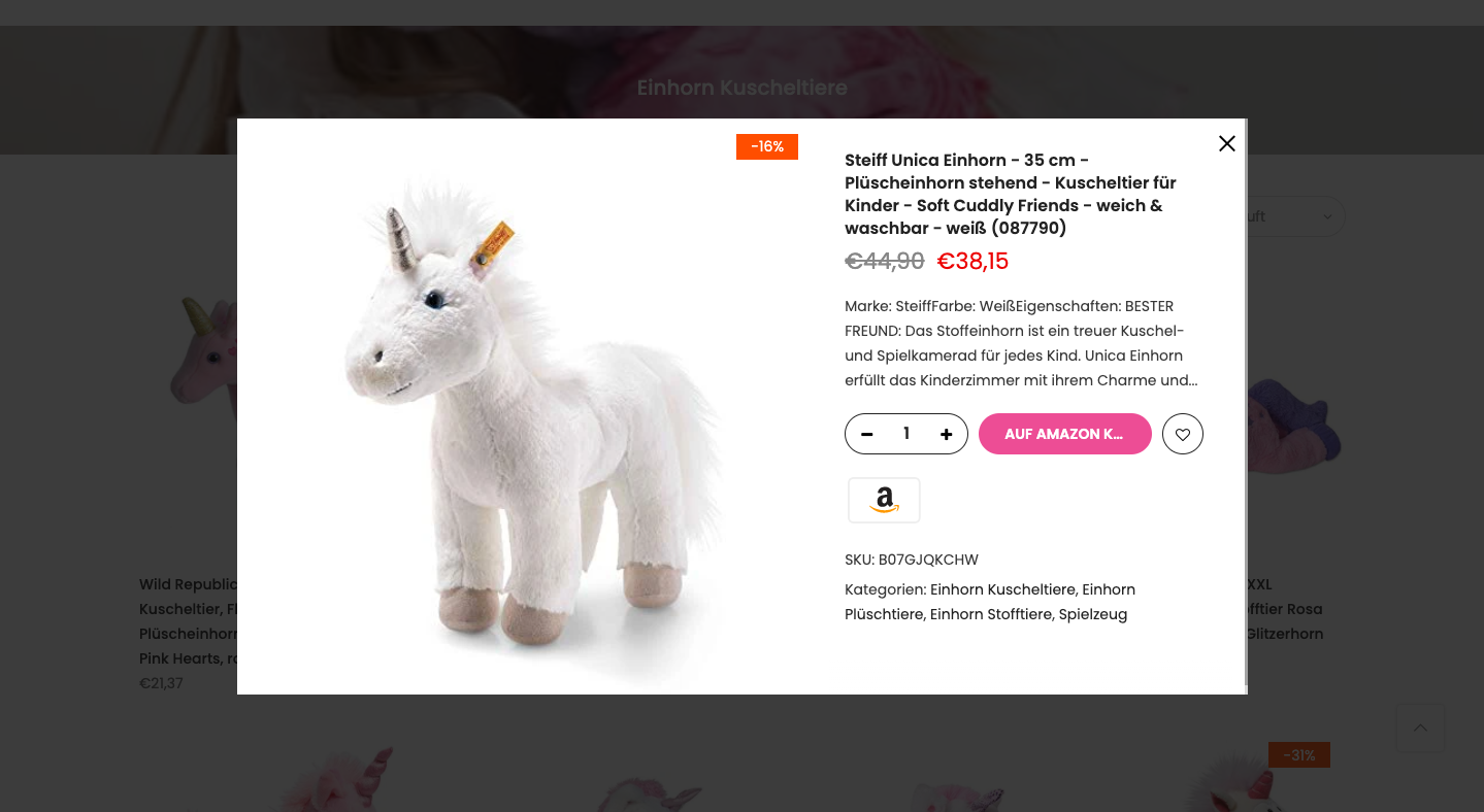 Einhorngeschenke Produktdetailseite